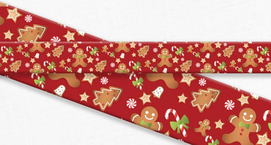 Red Gingerbread Man Christmas Biothane Collar