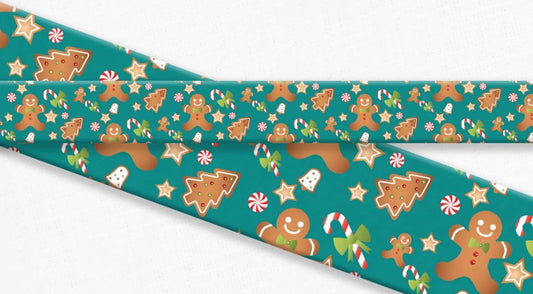 Turquoise Gingerbread Man Christmas Biothane Collar